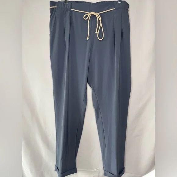 NY Collection - Blue Scuba Pants with Robe Belt - Size XL - Picture 2 of 6